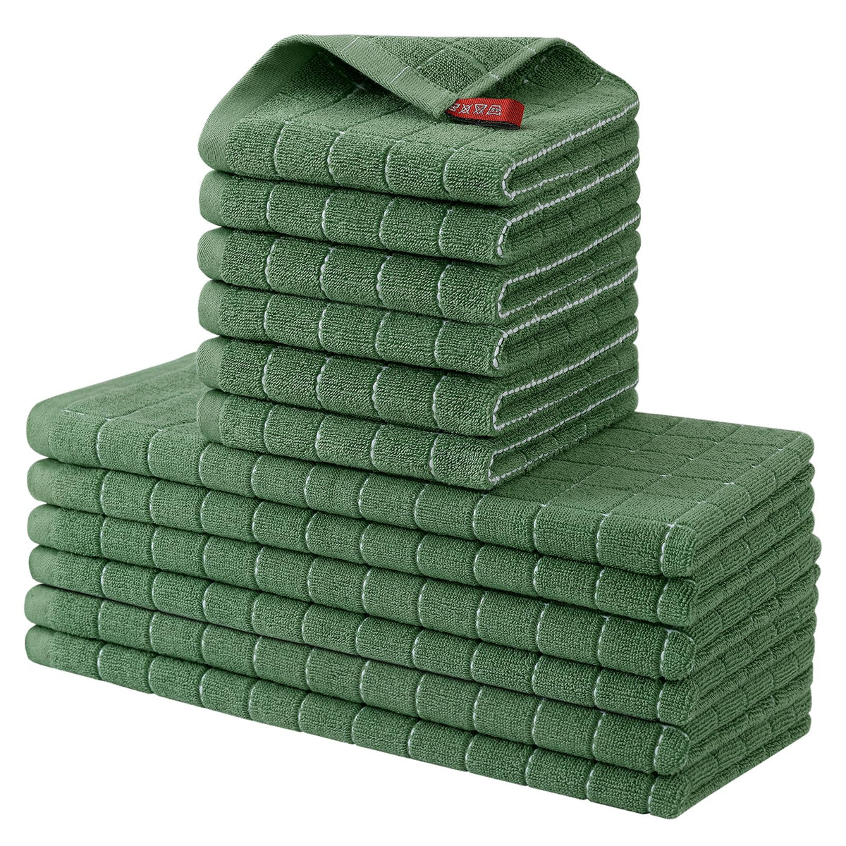 Homaxy Cotton Terry Kitchen Towels and Dishcloths Set of 8, Black