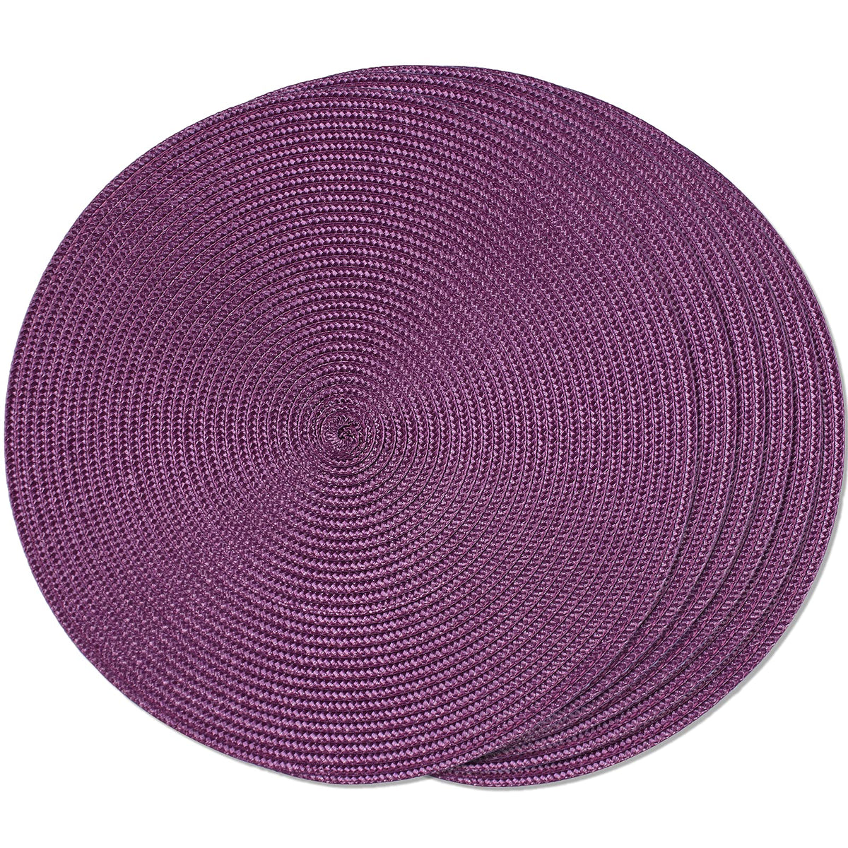 FunWheat Round Braided Placemats Set of 6 Table Mats for Dining Tables Woven Washable Non-Slip Place mats 15 inch(Orange, 6pcs)