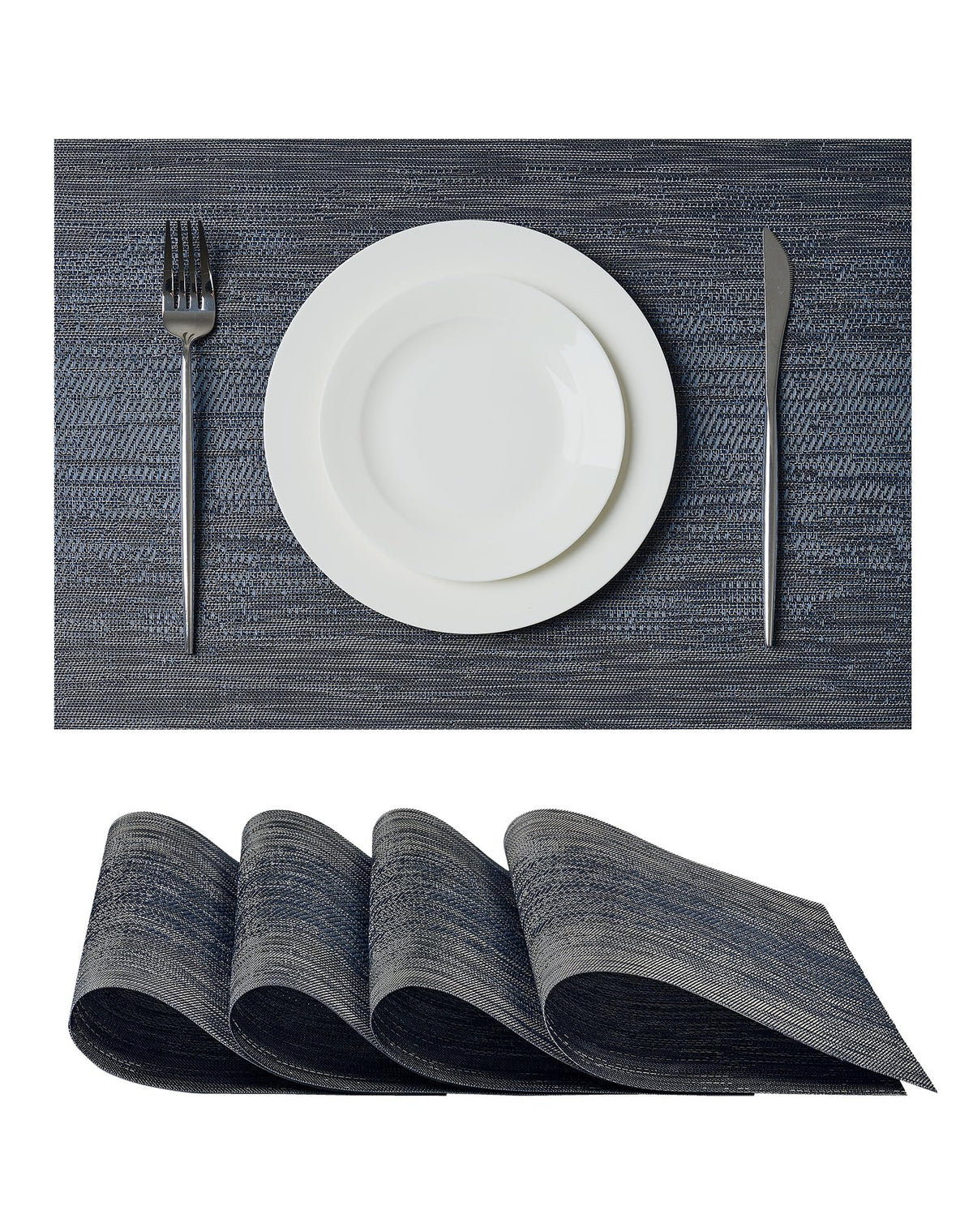 Beige Placemats Set of 8 - Heat-Resistant, Non-Slip Table Mats, Washable Woven Vinyl for Indoor & Outdoor Dining