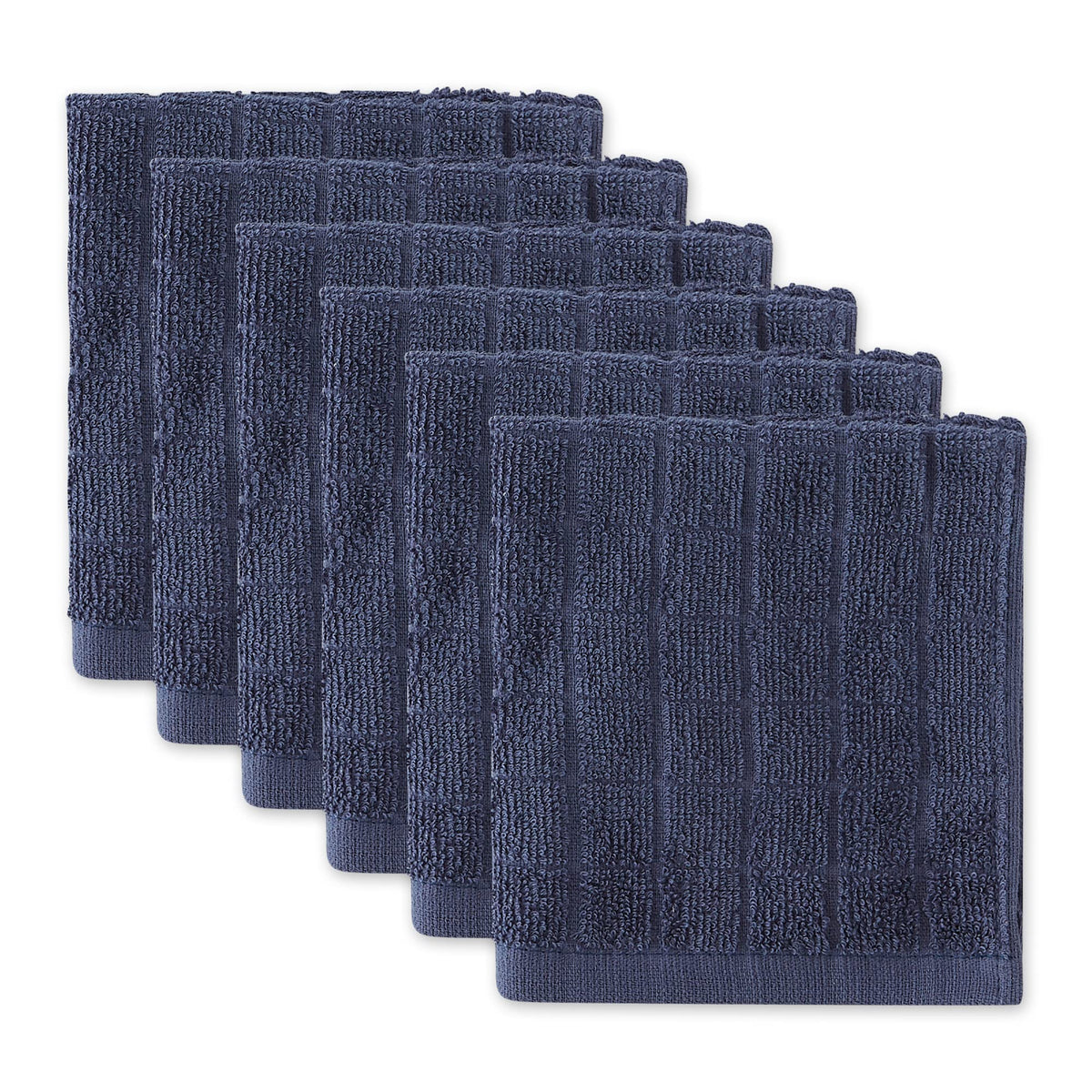 DII Basic Terry Collection Solid Windowpane Dishcloth Set, 12x12, Spice, 6 Piece