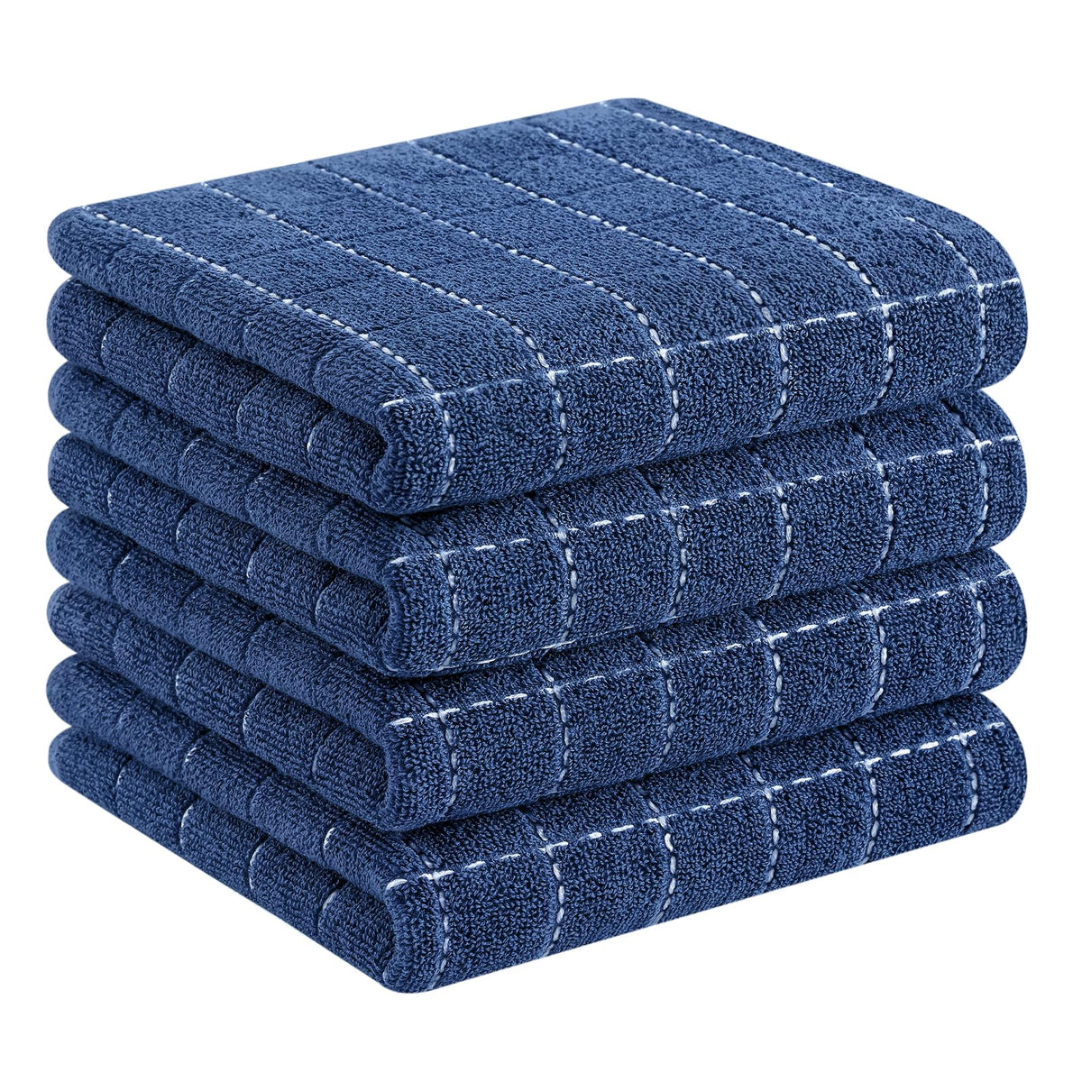 Homaxy 100% Cotton Terry Kitchen Dish Cloths, 6 Pack, Navy Blue