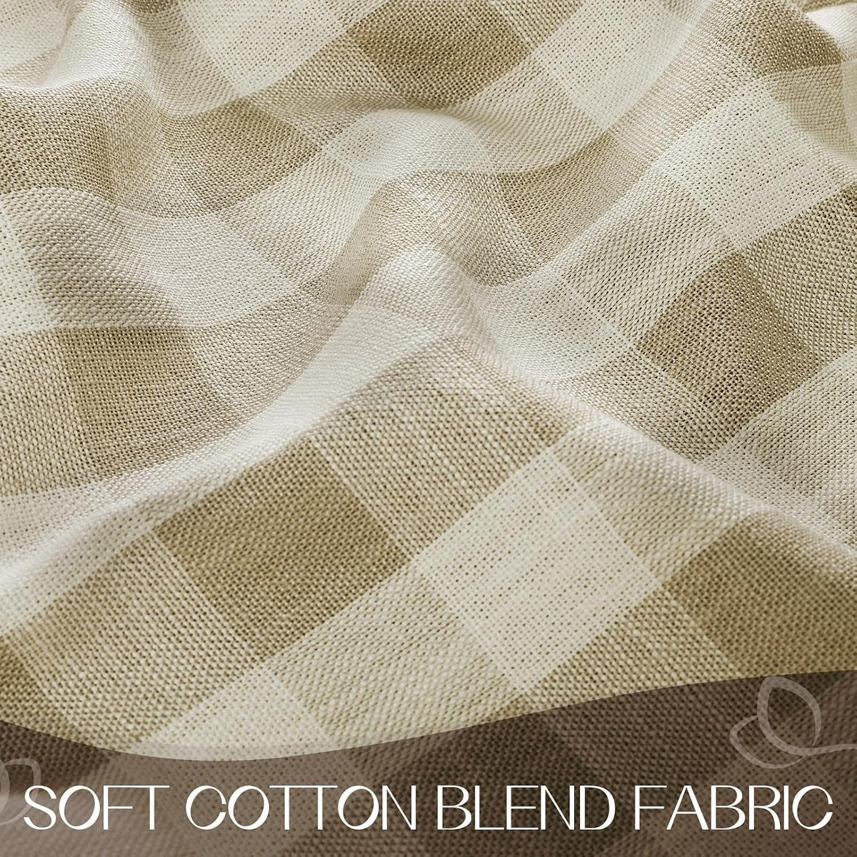 Romanstile Gingham Tassel Tablecloth Rectangle - 60 x 84 Inch, Beige
