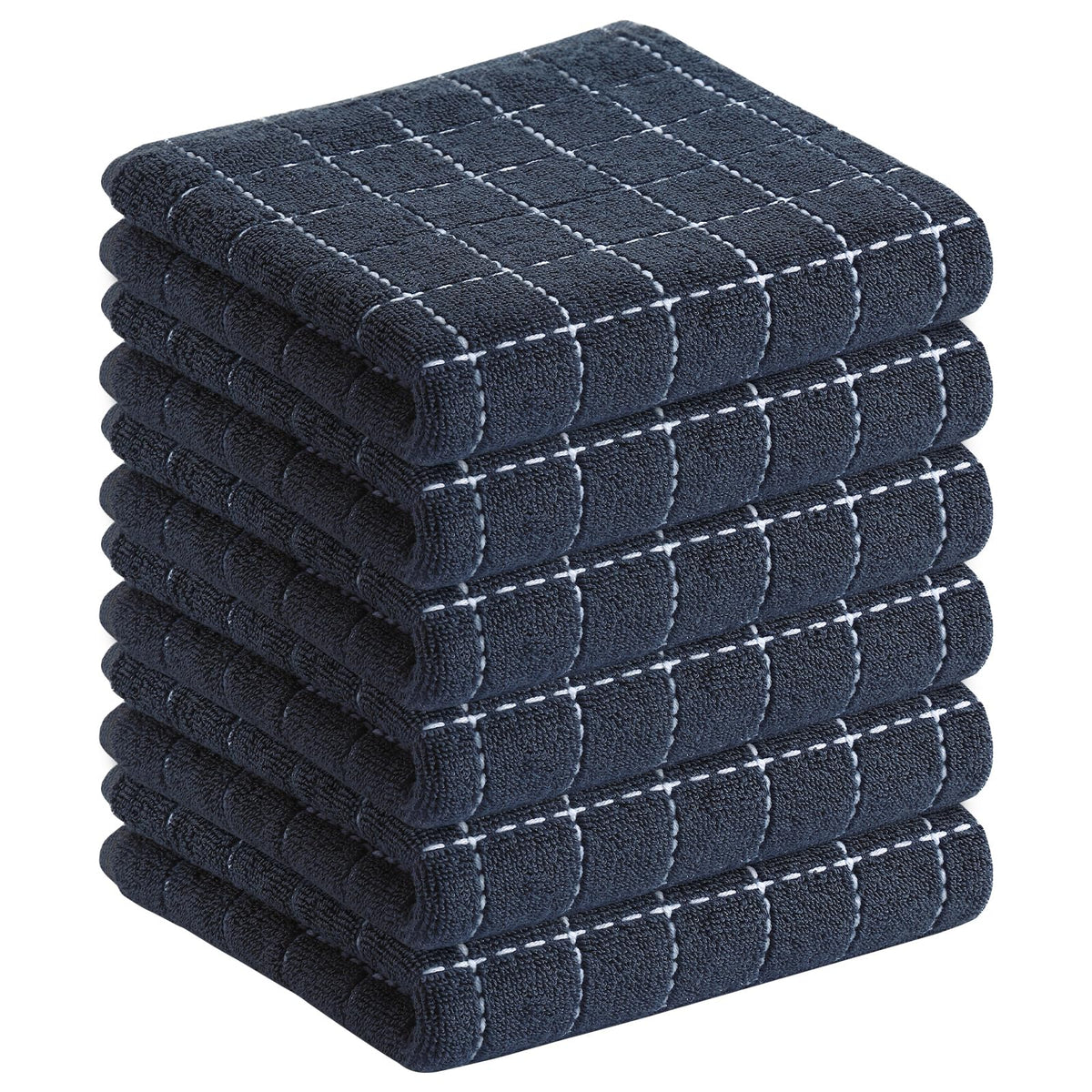 Homaxy 100% Cotton Terry Kitchen Dish Cloths, 6 Pack, Navy Blue