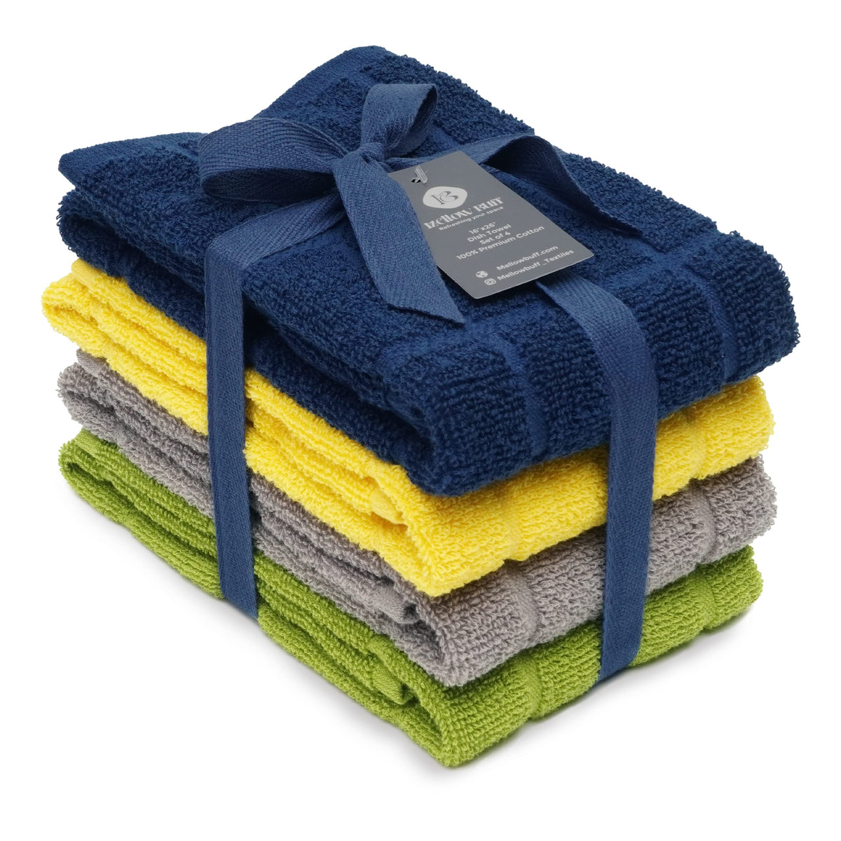 100% Cotton Terry Dish Towels, 4 pack16 x26 Inches, Super Soft and Absorbent Kitchen Towels, Perfect for Kitchen Cleaning and Dish Washing | Yellow