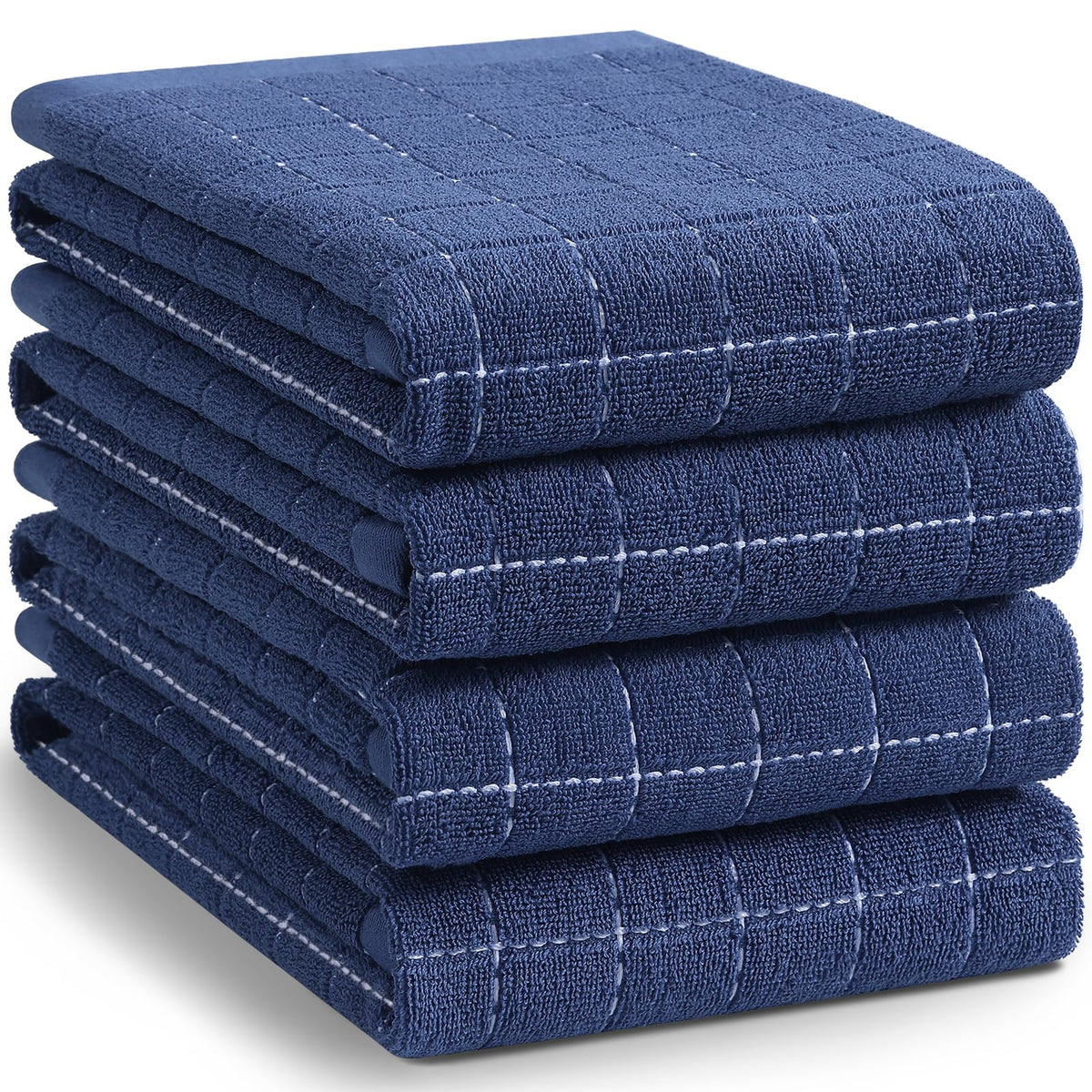 Homaxy 100% Cotton Terry Kitchen Dish Cloths, 6 Pack, Navy Blue