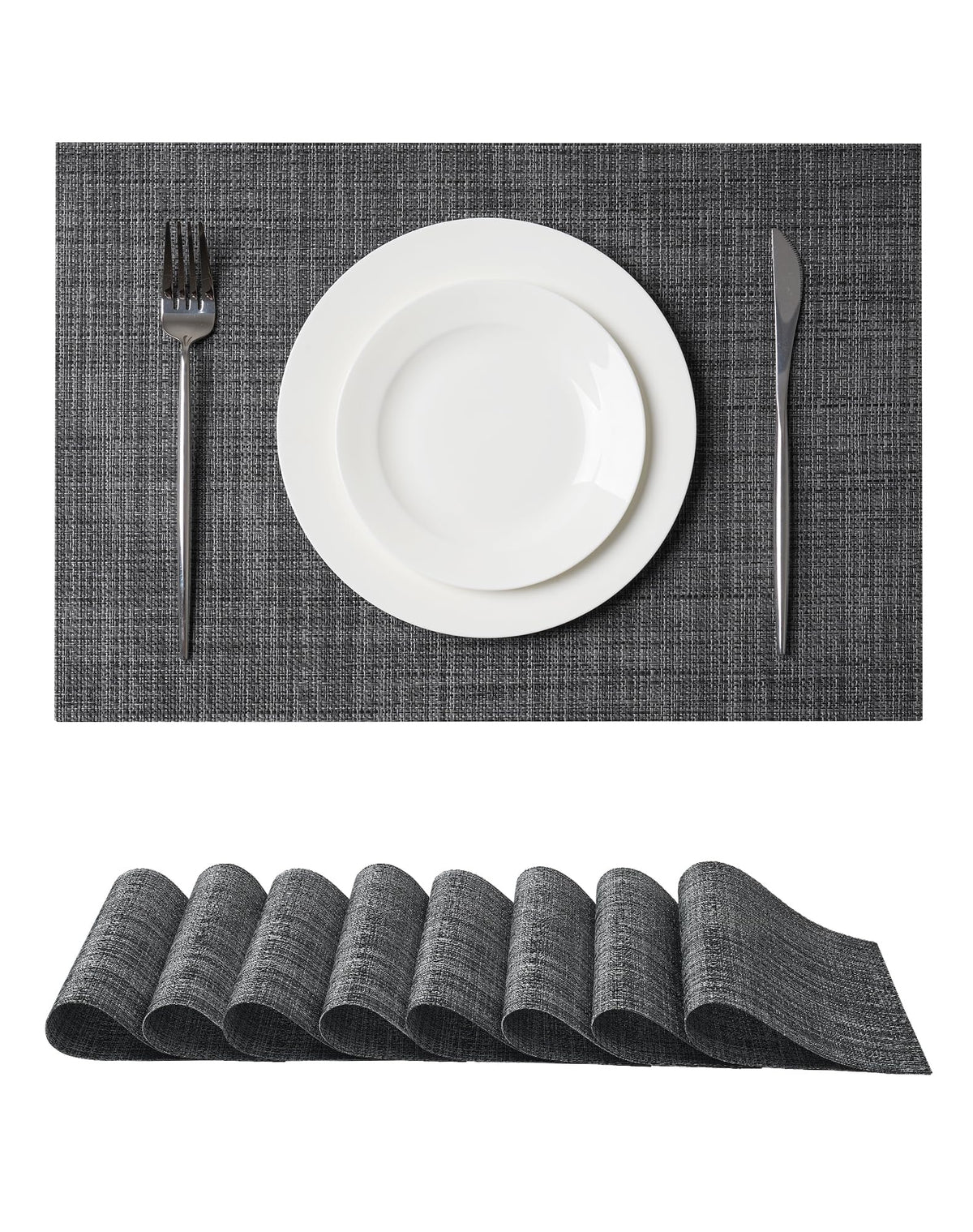 Beige Placemats Set of 4 - Heat-Resistant, Non-Slip Table Mats, Washable Woven Vinyl for Indoor & Outdoor Dining
