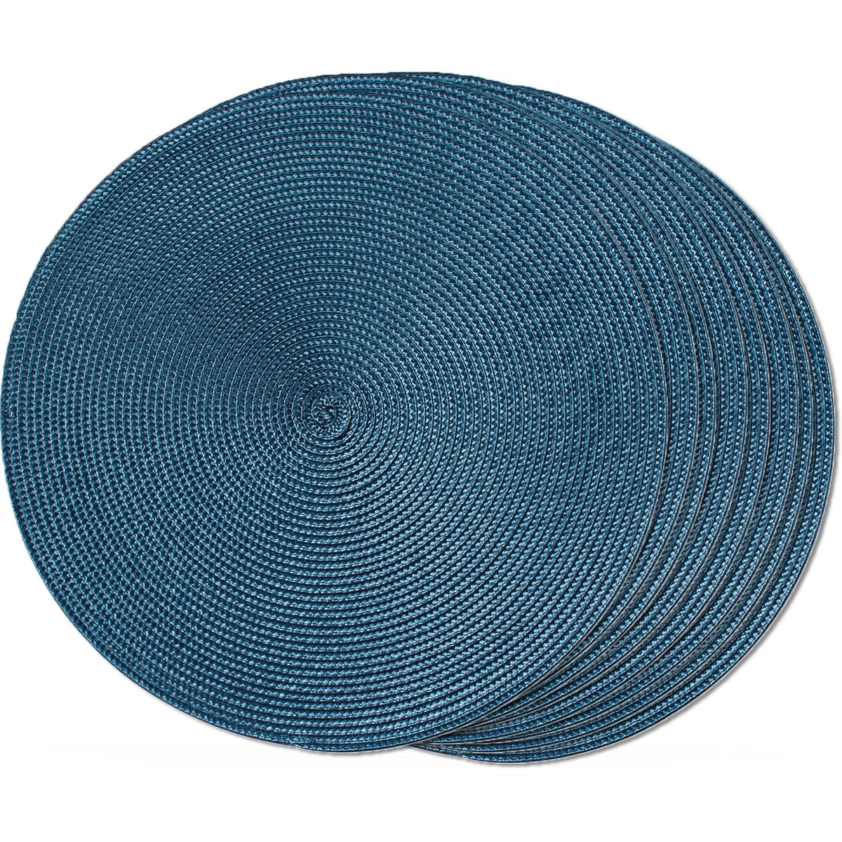 FunWheat Round Braided Placemats Set of 6 Table Mats for Dining Tables Woven Washable Non-Slip Place mats 15 inch(Orange, 6pcs)