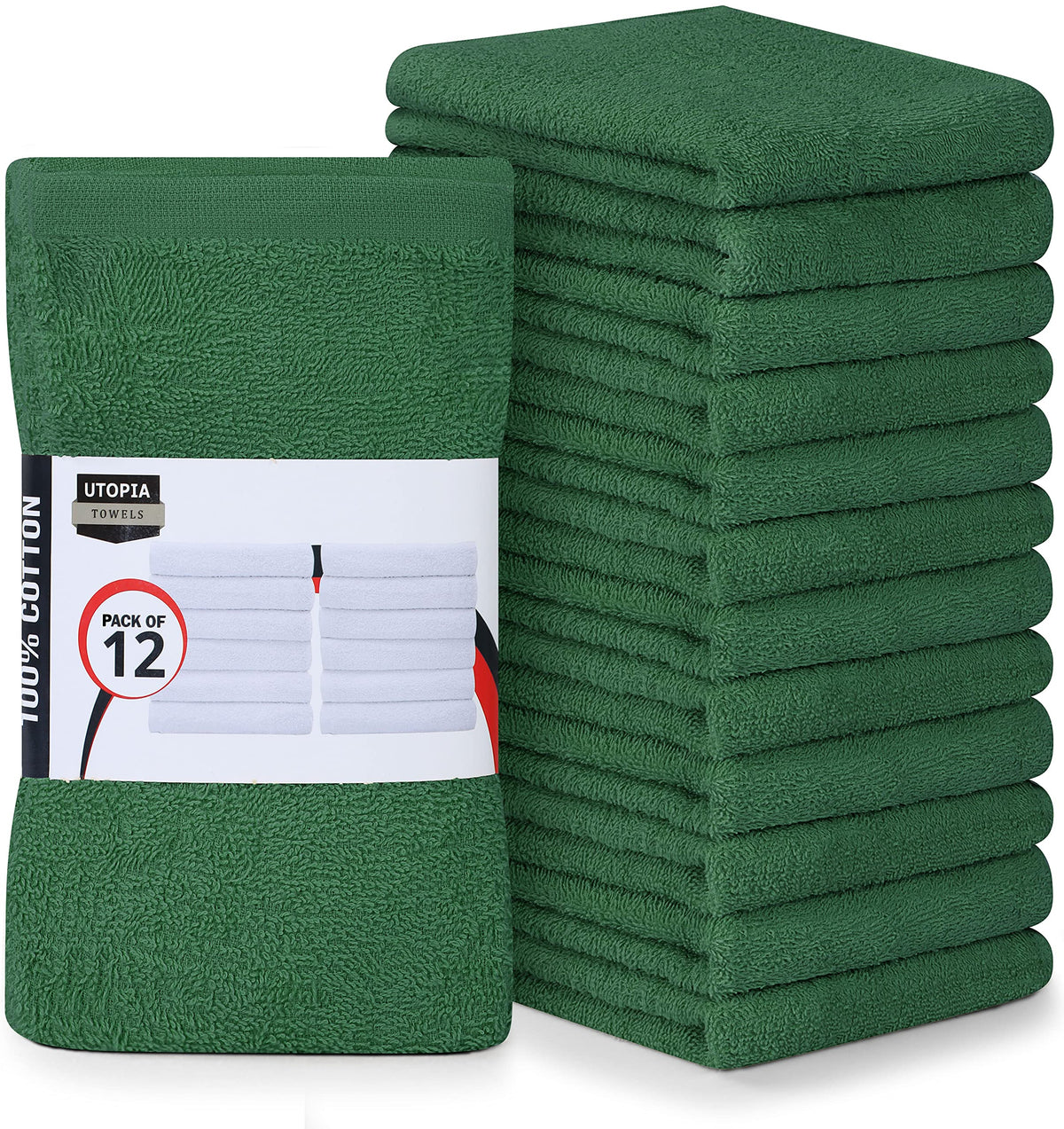 Utopia Towels Kitchen Bar Mops, Pack of 12, 16x19 in, 100% Cotton, White