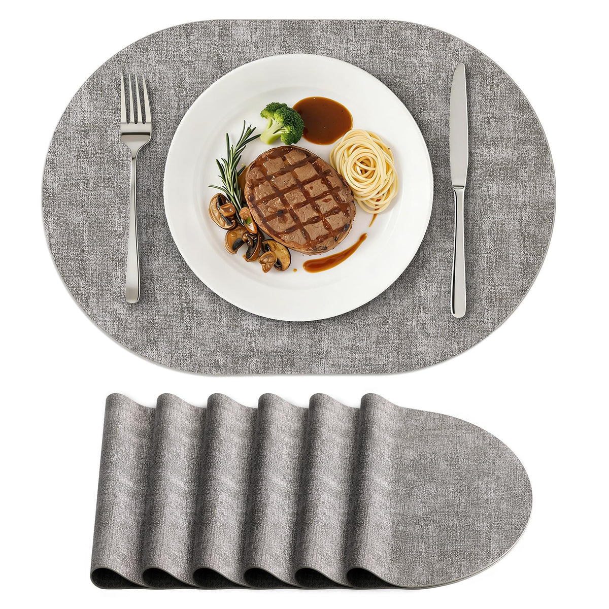 homing Heat Resistant Oval Placemats Set of 6, Beige