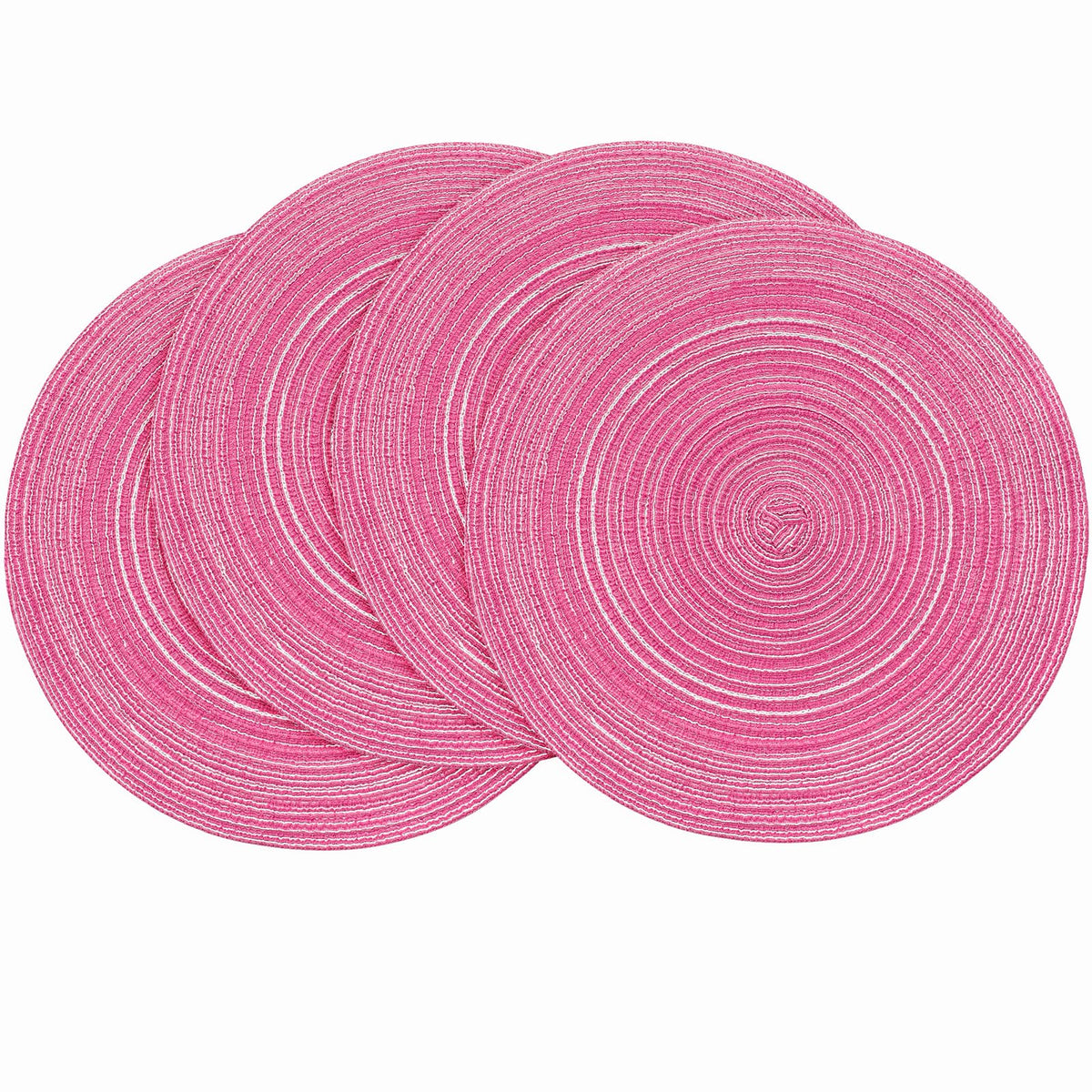 Floroom 15 Inch Round Braided Placemats Set of 4, Washable Heat Resistant Cotton Polyester Circle Place Mats for Kitchen Dining Table - Navy Blue