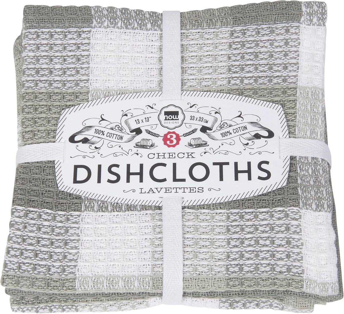 Now Designs Check Dishcloth Set, Cotton, Lemon