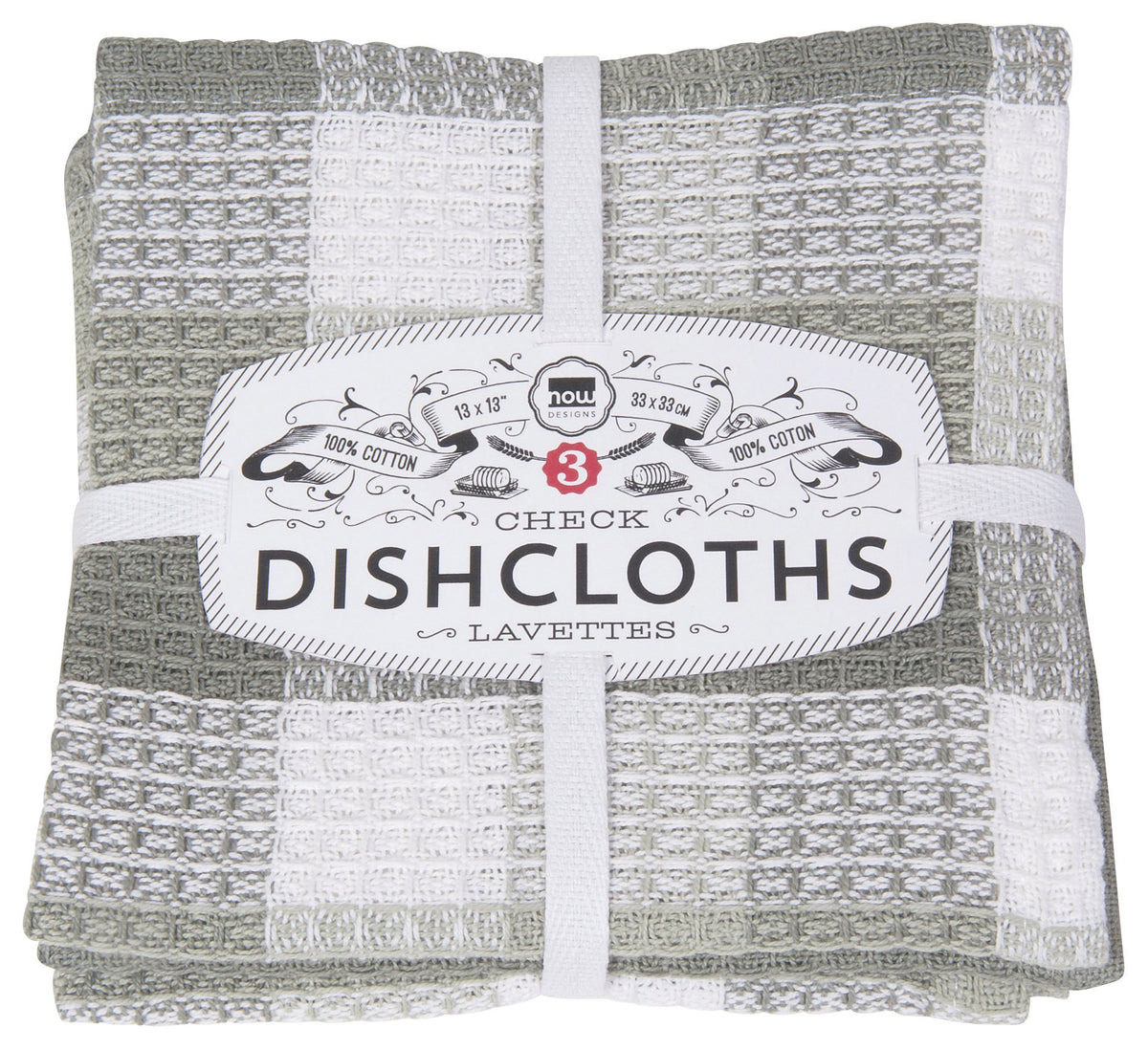 Now Designs Check Dishcloth Set, Cotton, Lemon