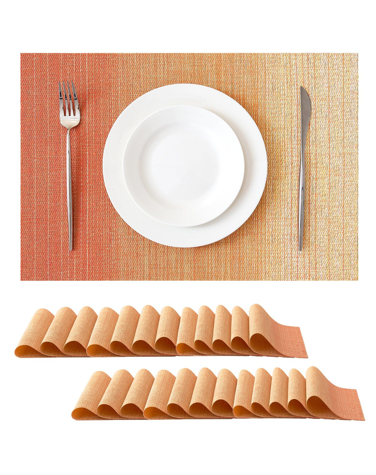 Beige Placemats Set of 4 - Heat-Resistant, Non-Slip Table Mats, Washable Woven Vinyl for Indoor & Outdoor Dining