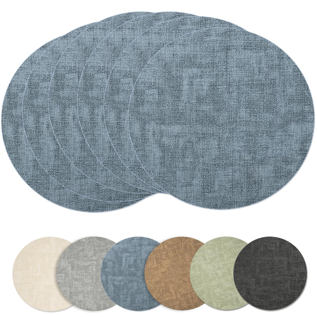 Maxpearl Faux Leather Placemats Set of 6, Easy to Clean, Brown