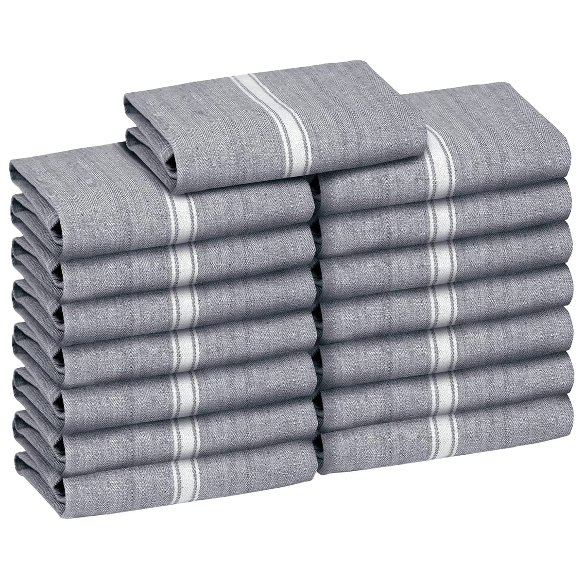 Zeppoli Classic Dish Towels - 15 Pack - 14" by 25" - 100% Cotton Kitchen Towels - Reusable Bulk Cleaning Cloths - Blue Hand Towels - Super Absorbent - Machine Washable