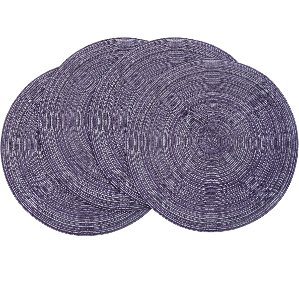 Floroom 15 Inch Round Braided Placemats Set of 4, Washable Heat Resistant Cotton Polyester Circle Place Mats for Kitchen Dining Table - Navy Blue