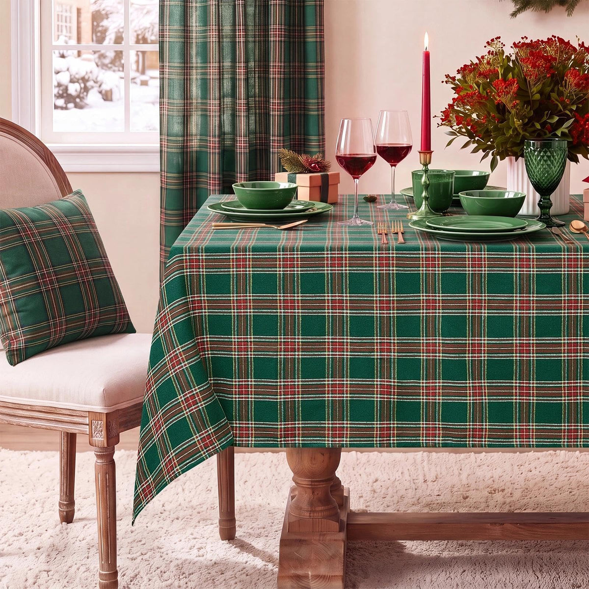 Softalker Christmas Checkered Tablecloth Rectangle, Red, 54 x 80 Inch