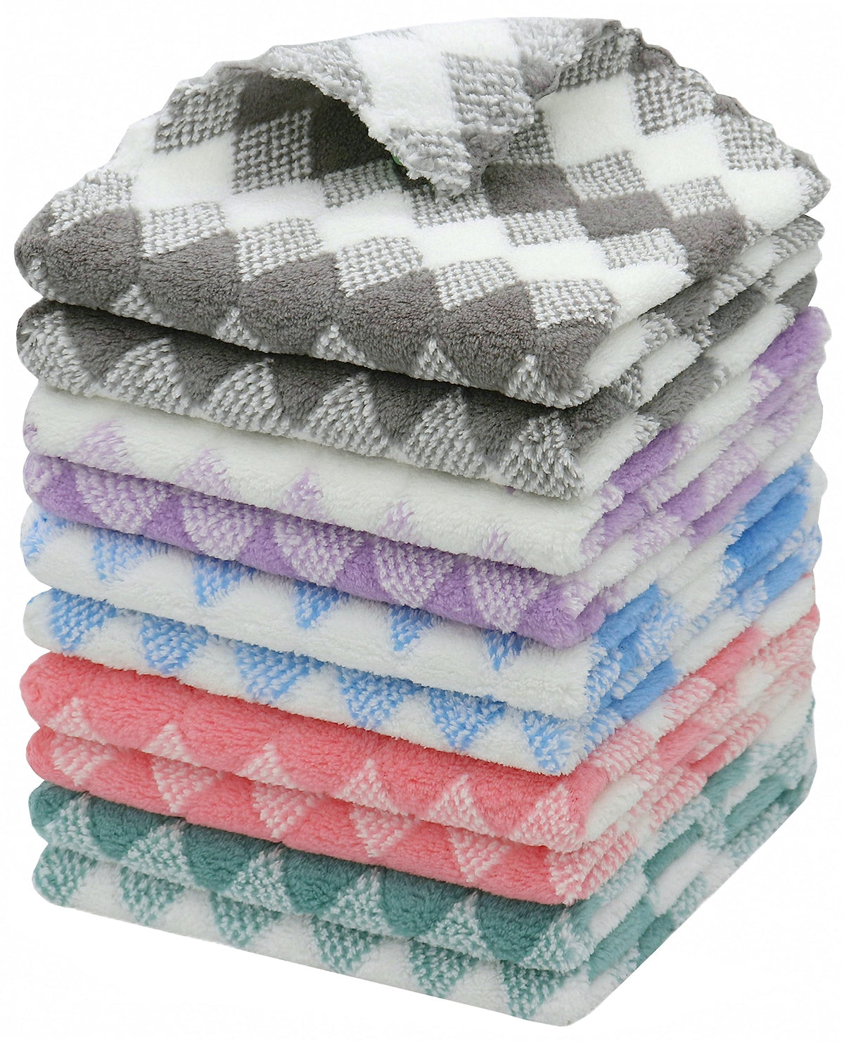 Microfiber Cleaning Cloth, 10 Pack Dish Rags, 12inx12in, Mix Color