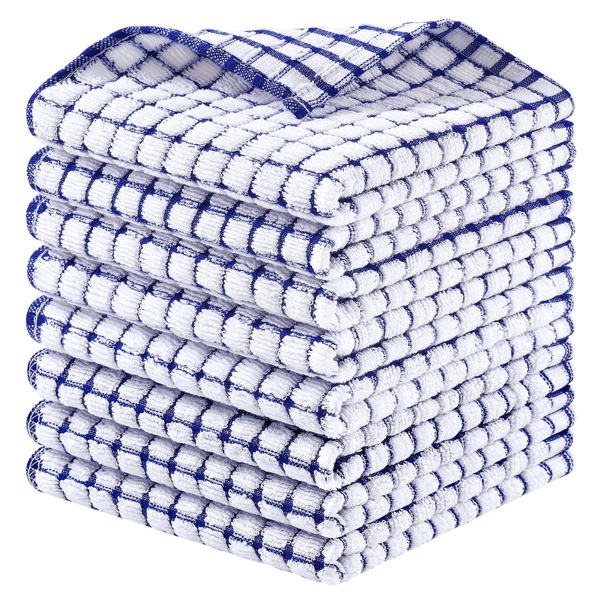 Homaxy 8 Pack Terry Kitchen Dish Cloths, 12"x12", Blue/Yellow/Red/Green
