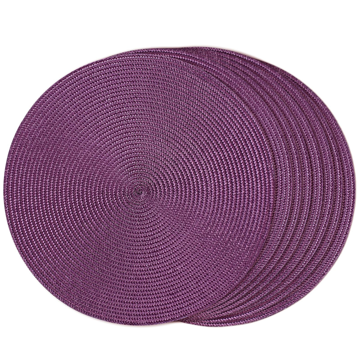 FunWheat Round Braided Placemats Set of 6 Table Mats for Dining Tables Woven Washable Non-Slip Place mats 15 inch(Orange, 6pcs)
