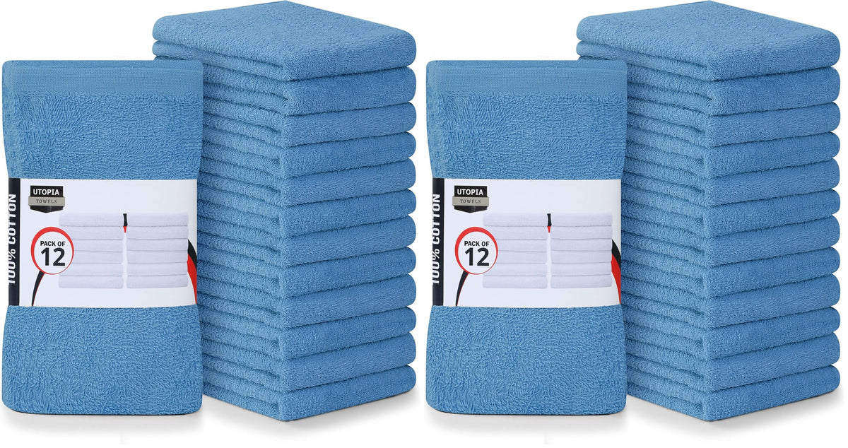 Utopia Towels Kitchen Bar Mops, Pack of 12, 16x19 in, 100% Cotton, White