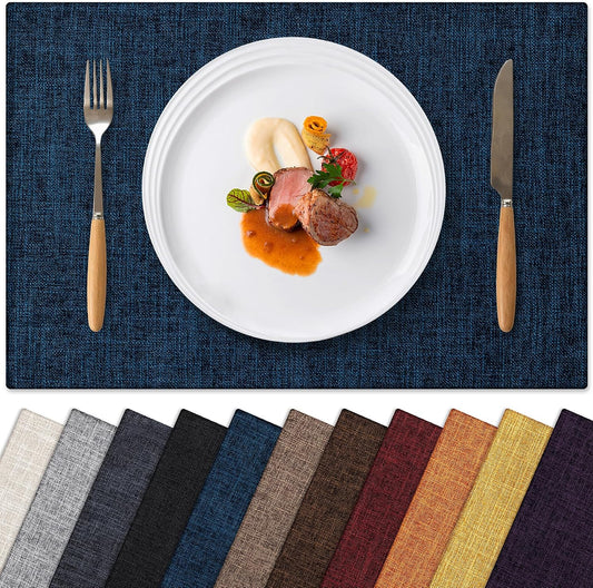 Placemats Set of 6 Machine Washable Cloth Table Mats, 12x18 Inch