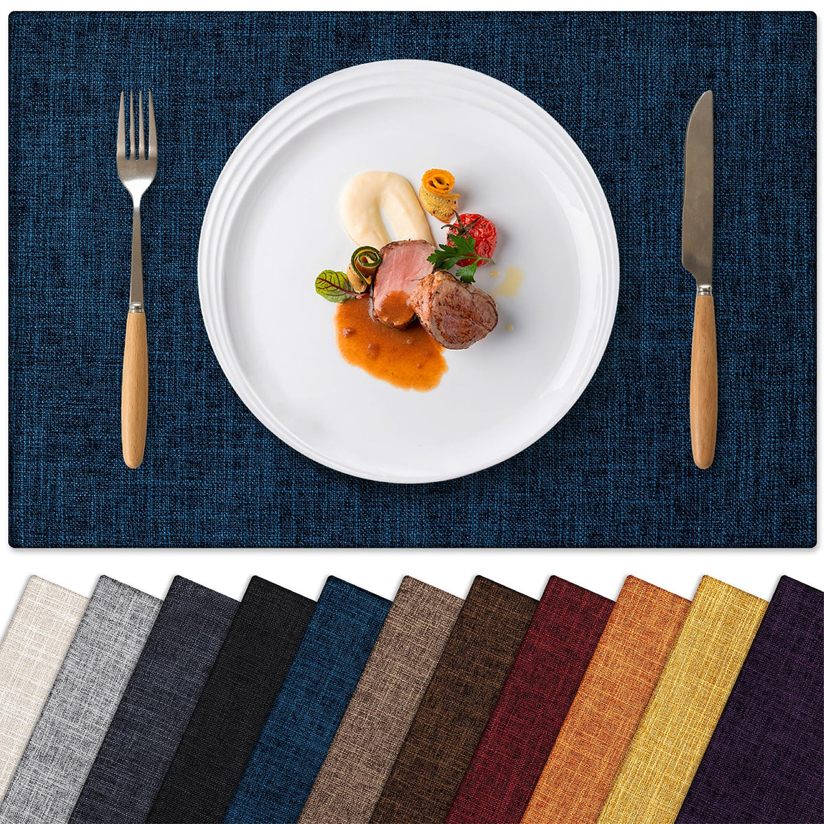 Placemats Set of 6 Machine Washable Cloth Table Mats, 12x18 Inch