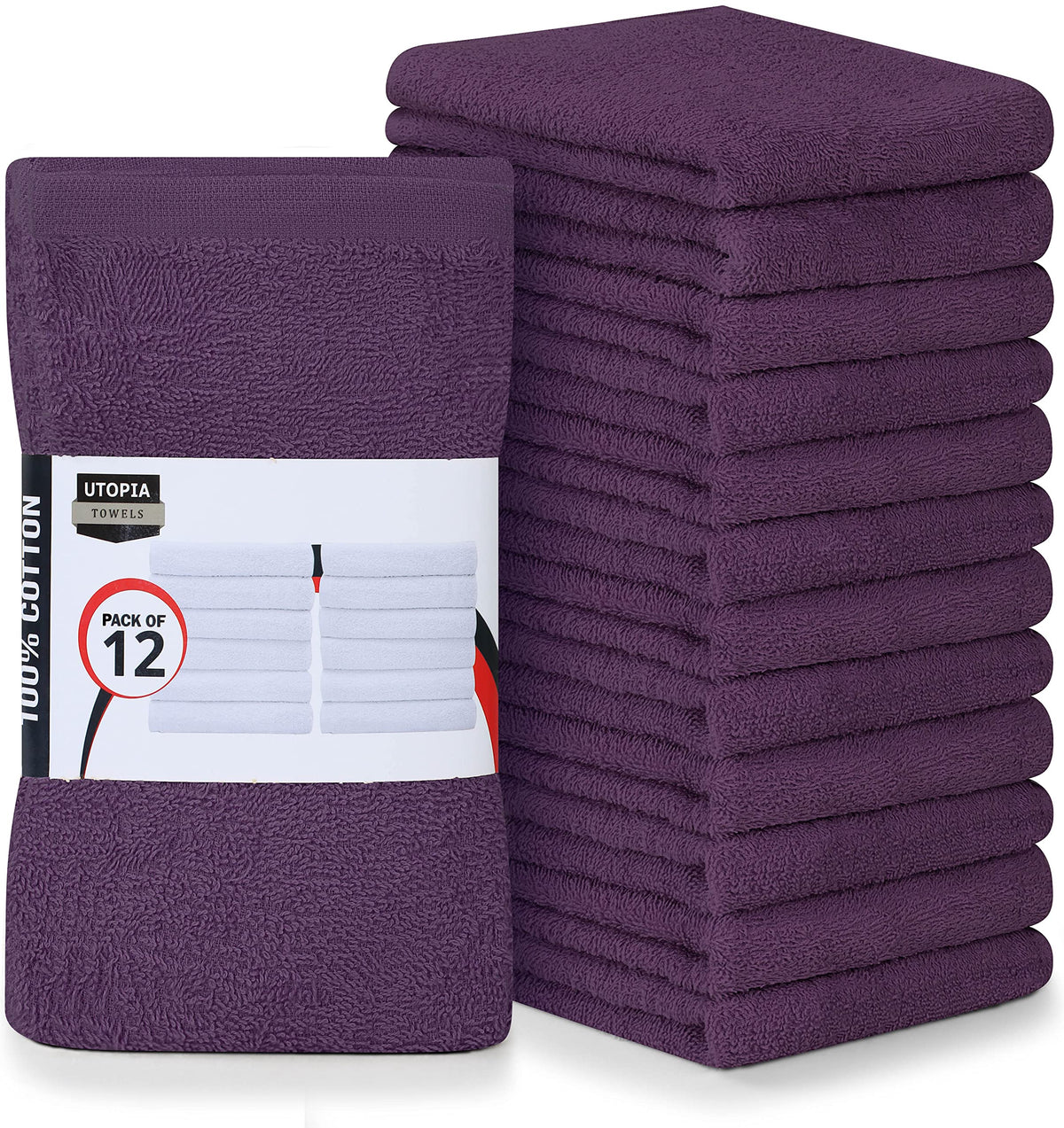 Utopia Towels Kitchen Bar Mops, Pack of 12, 16x19 in, 100% Cotton, White