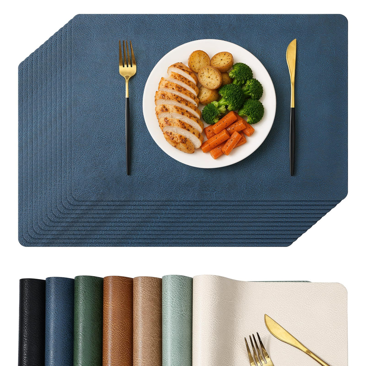 Homaxy Vinyl Heat Resistant Placemats Set of 6, Reddish Brown
