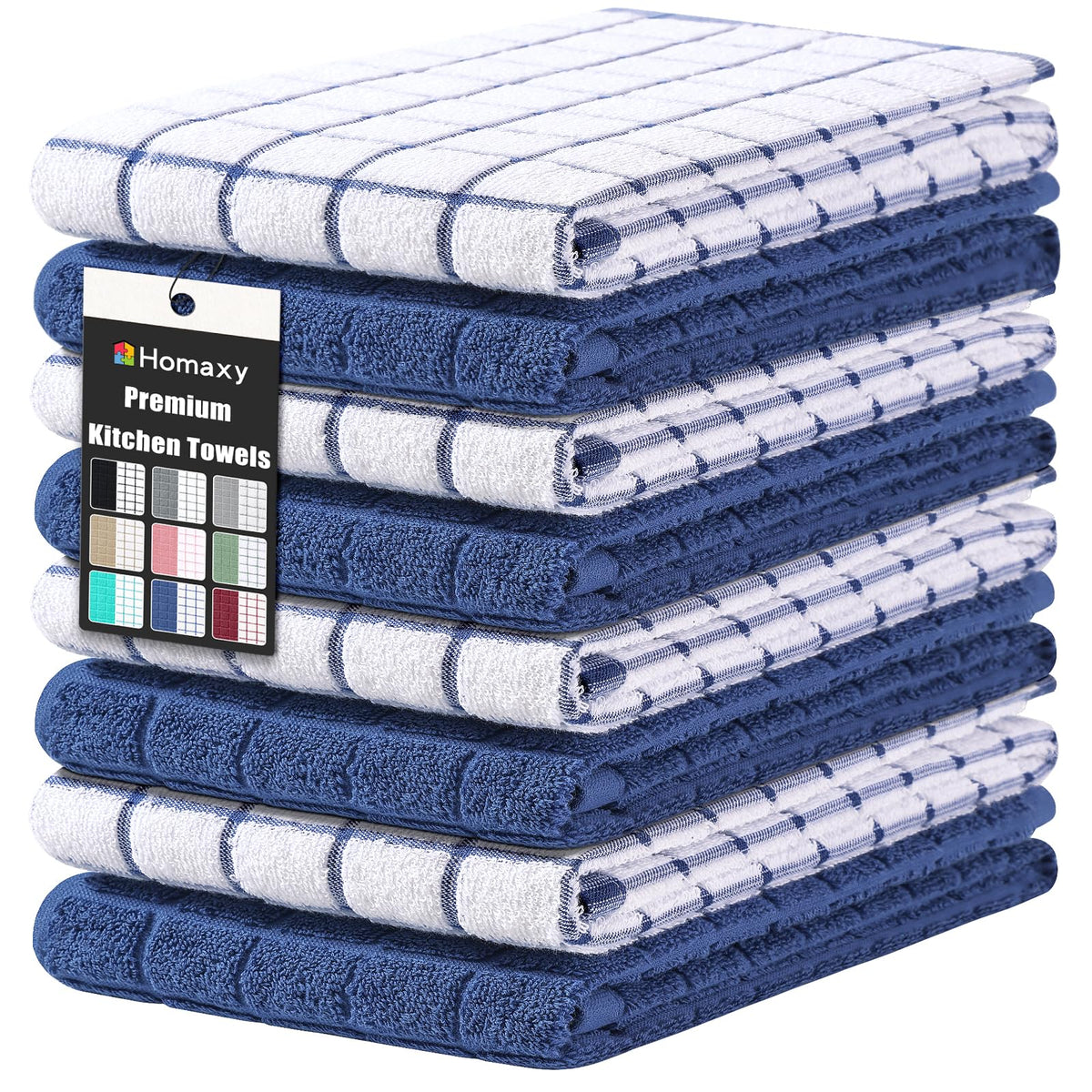 Homaxy Premium Cotton Kitchen Dish Cloths 12"x 12", 6 Pack, Tan