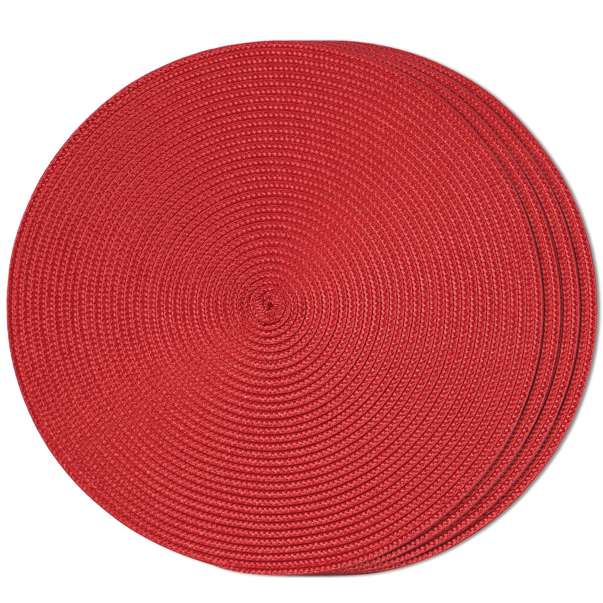FunWheat Round Braided Placemats Set of 6 Table Mats for Dining Tables Woven Washable Non-Slip Place mats 15 inch(Orange, 6pcs)