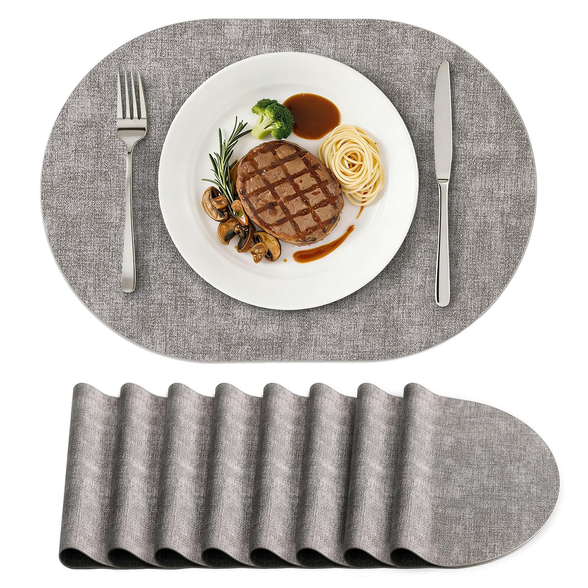 homing Heat Resistant Oval Placemats Set of 6, Beige