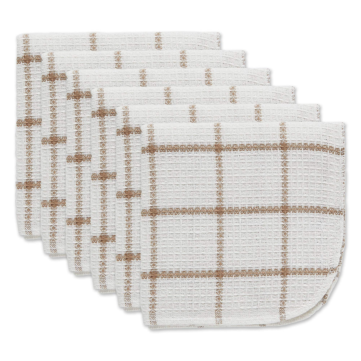 DII Scrubber Dishcloths Collection Windowpane Dishrag Set, 12x12, White/Red Stripe, 6 Piece