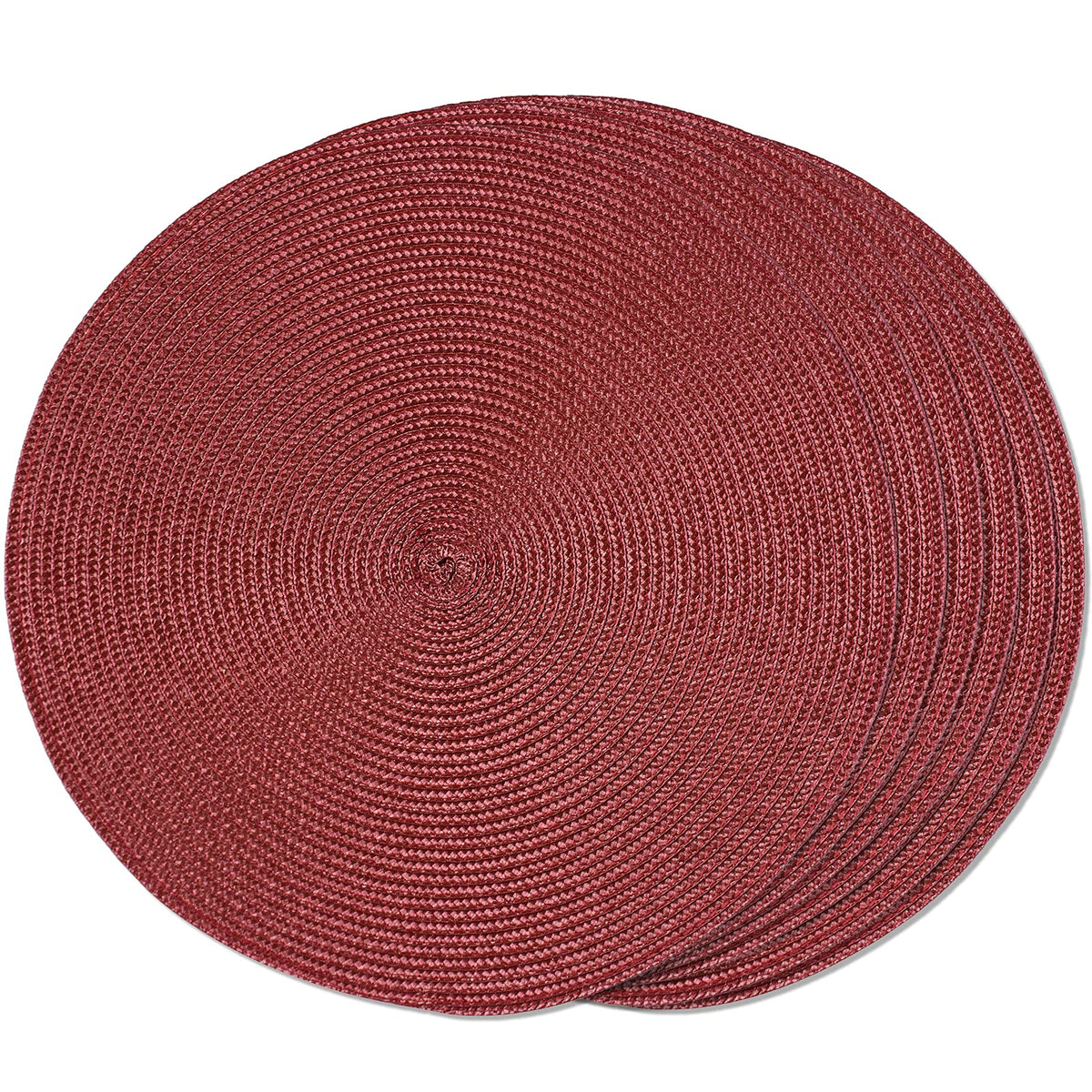 FunWheat Round Braided Placemats Set of 6 Table Mats for Dining Tables Woven Washable Non-Slip Place mats 15 inch(Orange, 6pcs)