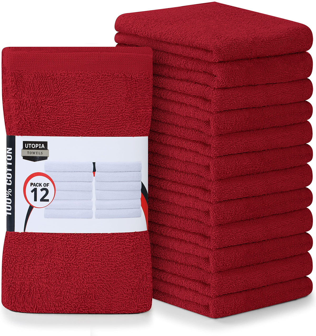 Utopia Towels Kitchen Bar Mops, Pack of 12, 16x19 in, 100% Cotton, White