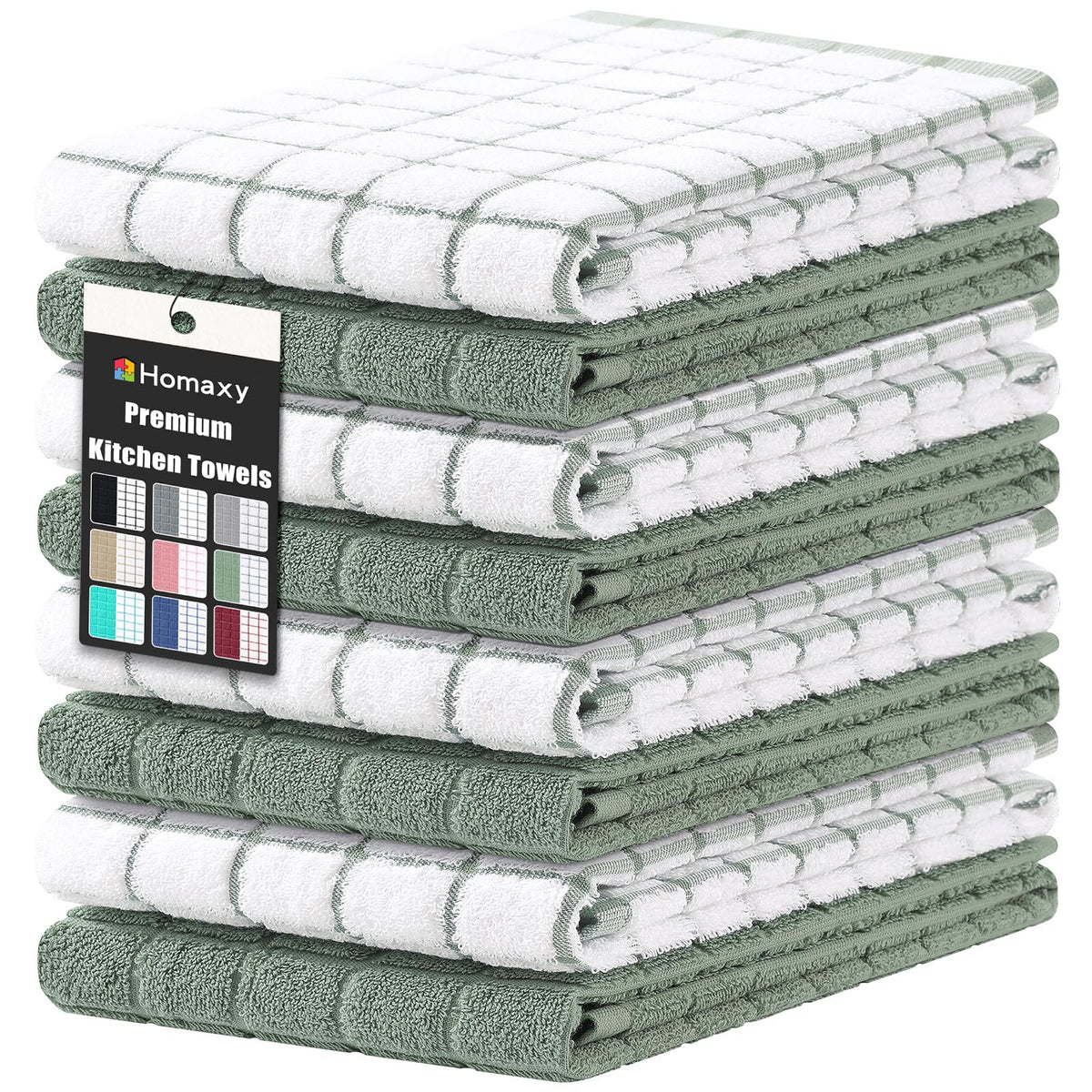 Homaxy Premium Cotton Kitchen Dish Cloths 12"x 12", 6 Pack, Tan