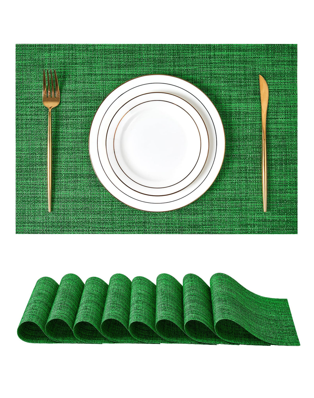 Beige Placemats Set of 4 - Heat-Resistant, Non-Slip Table Mats, Washable Woven Vinyl for Indoor & Outdoor Dining