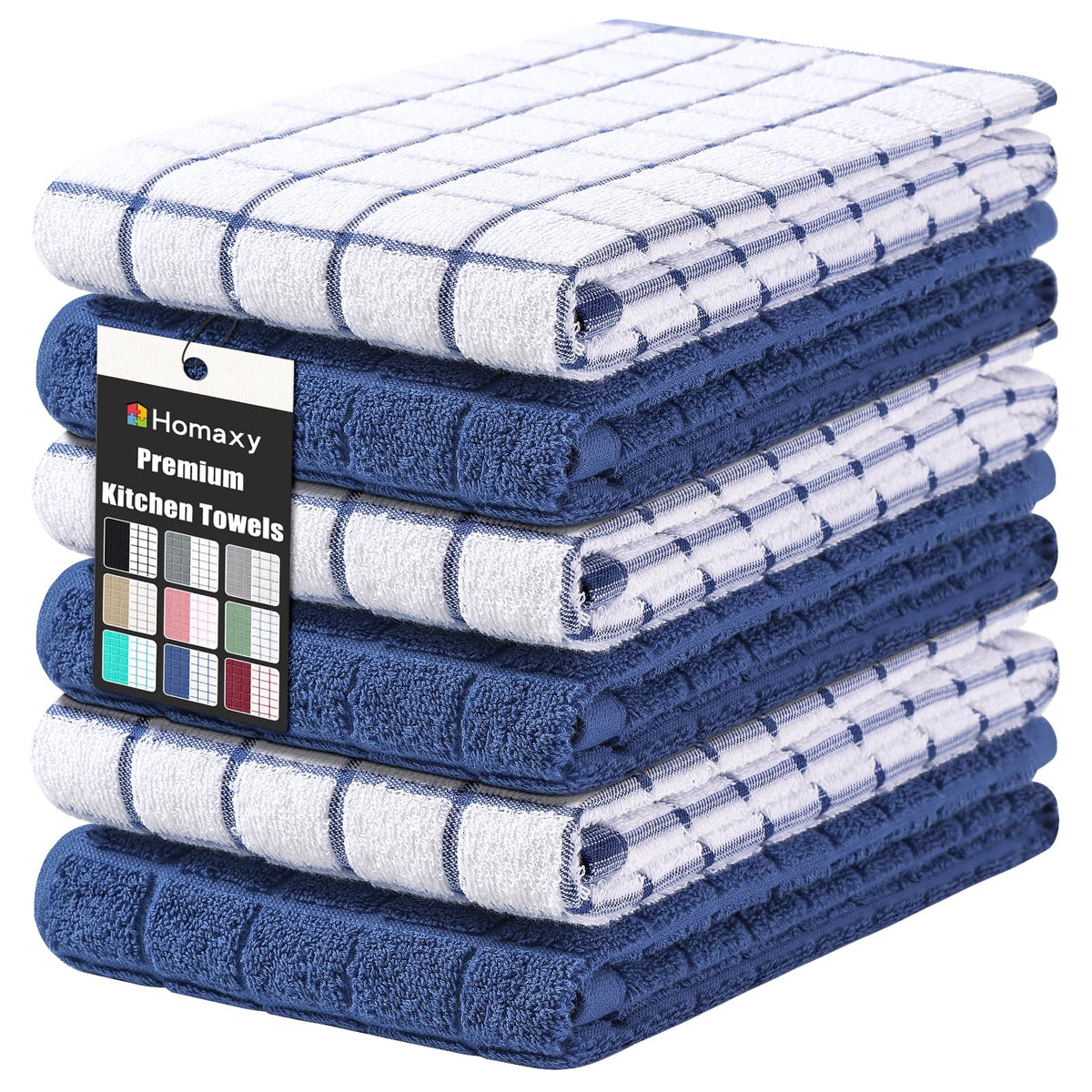 Homaxy Premium Cotton Kitchen Dish Cloths 12"x 12", 6 Pack, Tan
