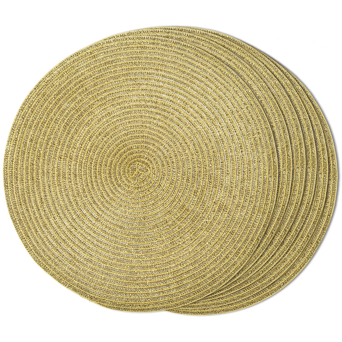 FunWheat Round Braided Placemats Set of 6 Table Mats for Dining Tables Woven Washable Non-Slip Place mats 15 inch(Orange, 6pcs)