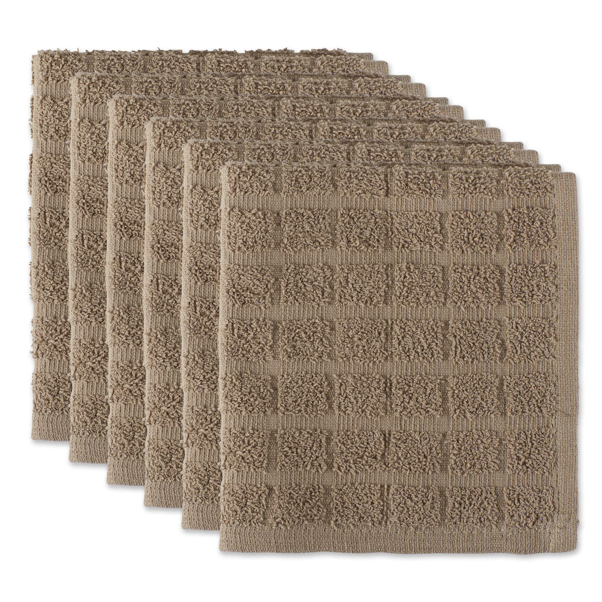 DII Basic Terry Collection Solid Windowpane Dishcloth Set, 12x12, Spice, 6 Piece