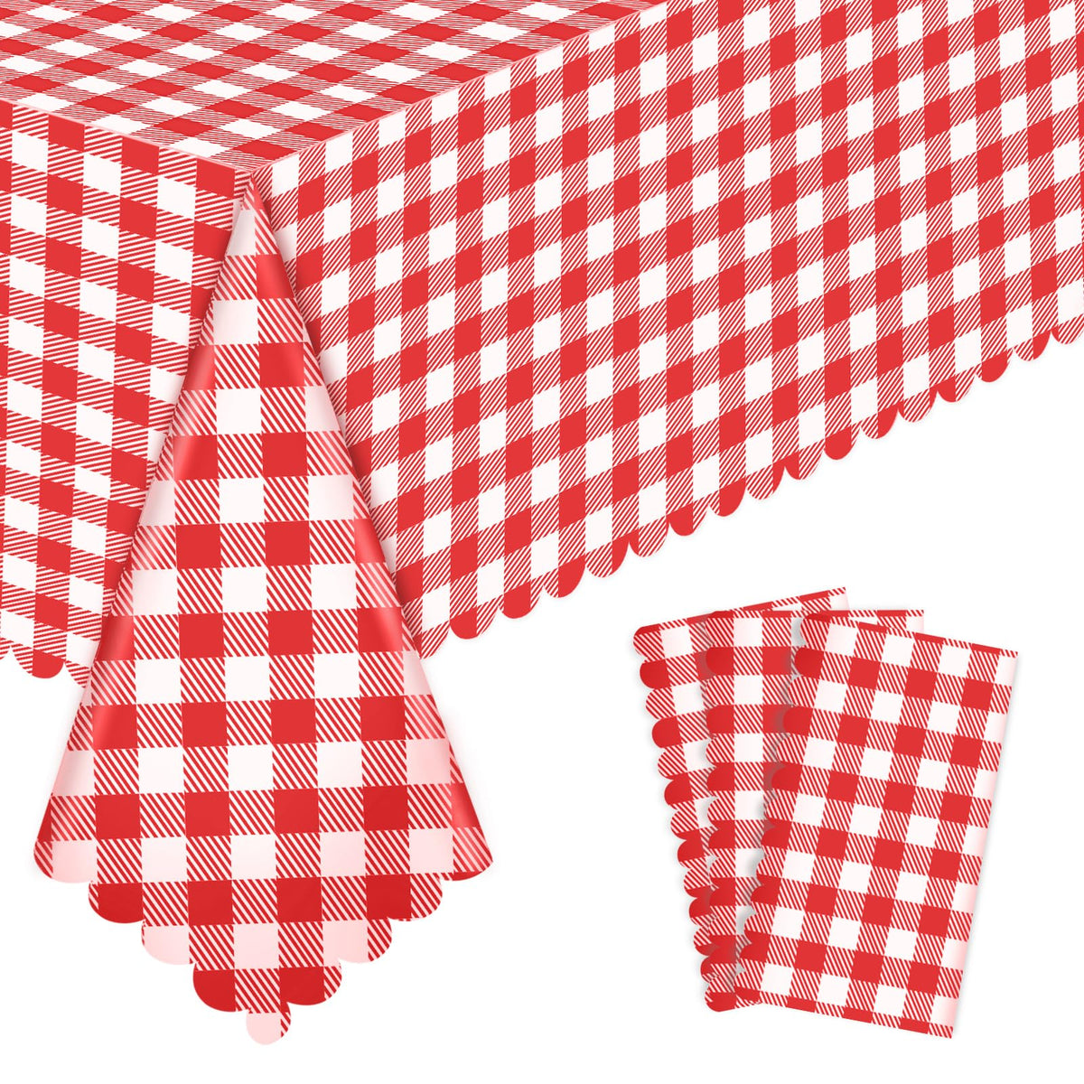 3Pack Light Khaki Gingham Tablecloths, Khaki and White Checkered Tablecloth