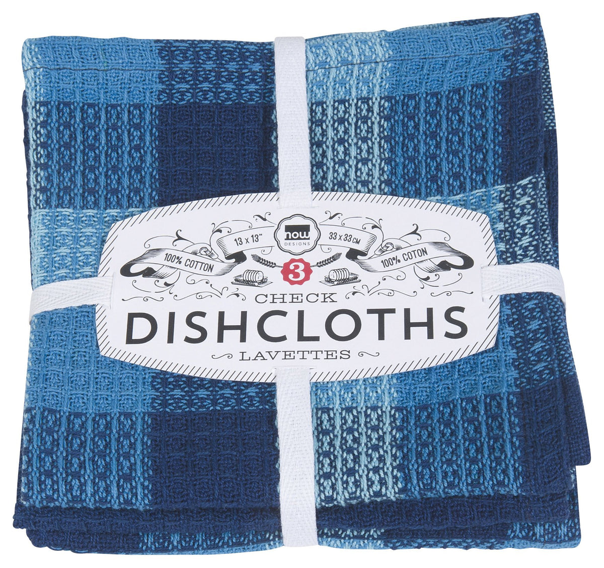 Now Designs Check Dishcloth Set, Cotton, Lemon