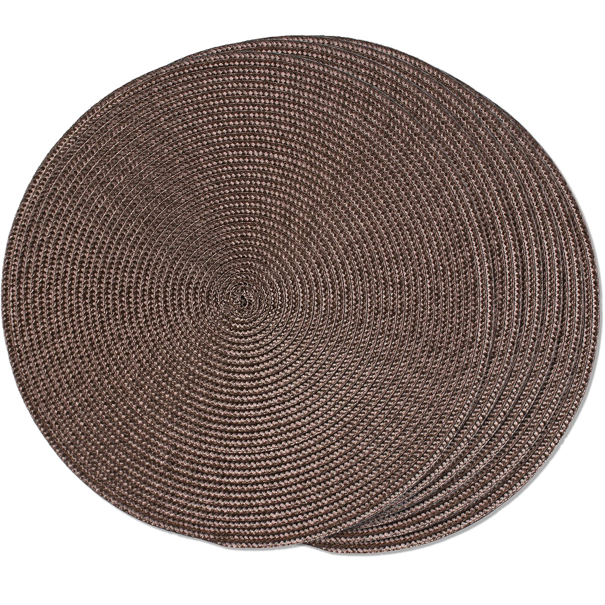 FunWheat Round Braided Placemats Set of 6 Table Mats for Dining Tables Woven Washable Non-Slip Place mats 15 inch(Orange, 6pcs)
