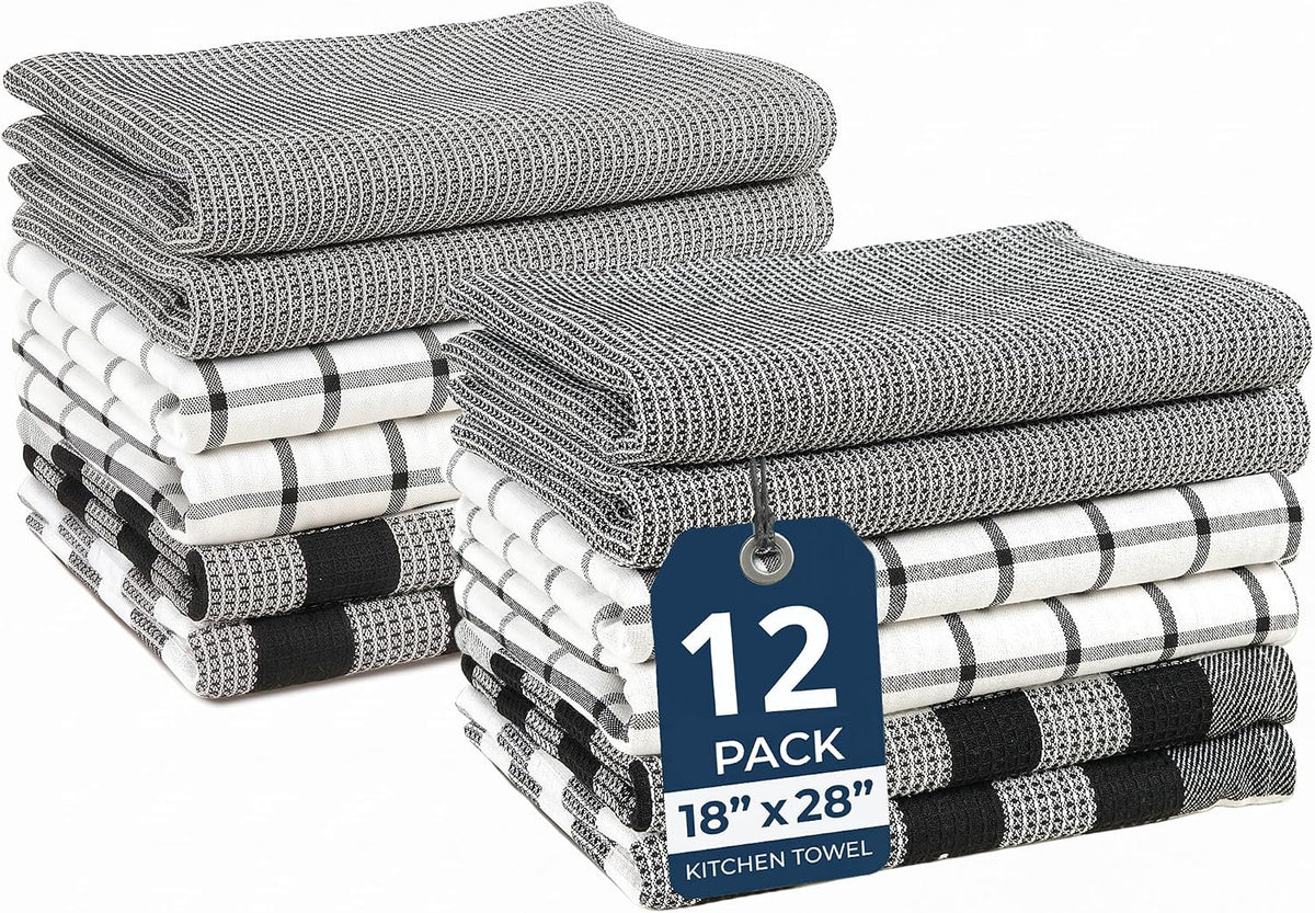 LANE LINEN Dish Towels for Kitchen 100% Cotton Tightly Woven 6 Pack - Olive