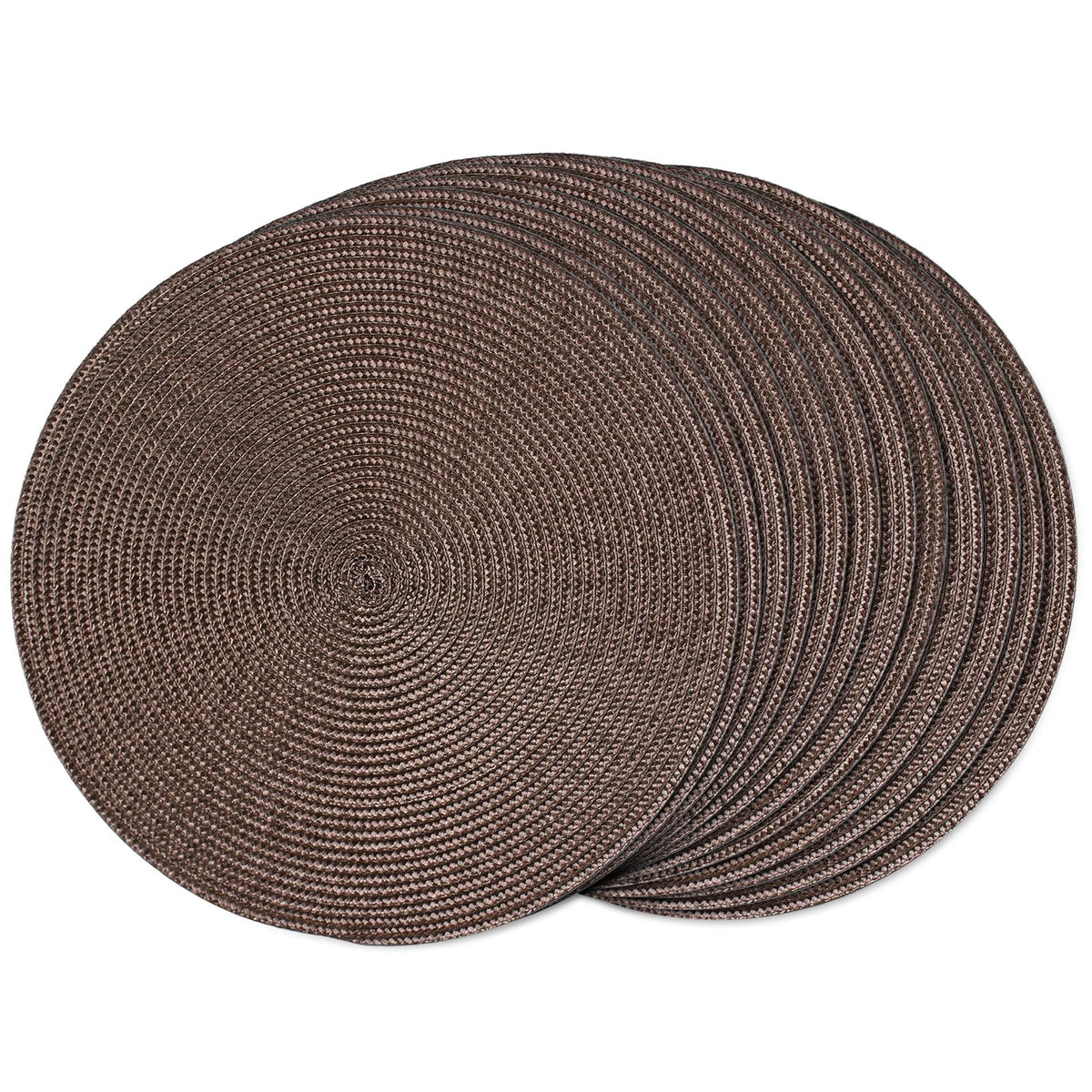 FunWheat Round Braided Placemats Set of 6 Table Mats for Dining Tables Woven Washable Non-Slip Place mats 15 inch(Orange, 6pcs)