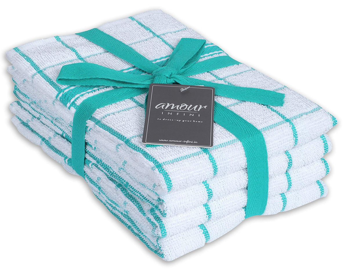 AMOUR INFINI Kitchen Dish Cloths Set of 8 - Ultra Soft, Highly Absorbent, Quick-Drying Terry Cotton Dishcloths 12"x12" Inch Wash & Cleaning Cloths for Kitchen & Dishwashing (D.Grey)