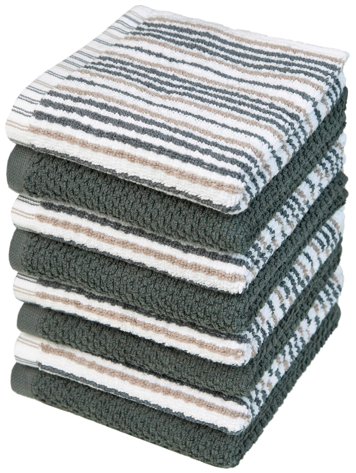 Bumble Dish Cloths 8-Pack, Cotton Kitchen Towels, 12"x12" Blue Wide Stripes