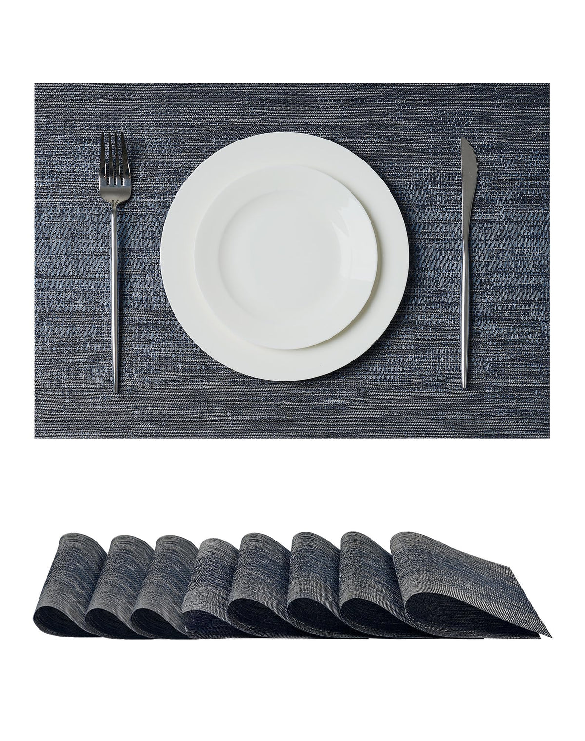 Beige Placemats Set of 6 - Heat-Resistant, Non-Slip Table Mats, Washable Woven Vinyl for Indoor & Outdoor Dining