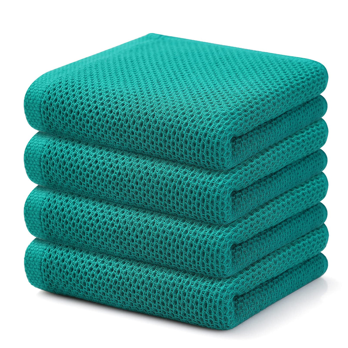 Kitinjoy 100% Cotton Waffle 6-Pack Kitchen Towels, 12" x 12", Dark Grey