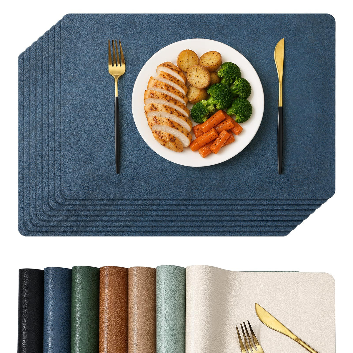 Homaxy Vinyl Heat Resistant Placemats Set of 6, Reddish Brown
